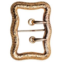 Victorian Etched Gold Buckle Brooch 9