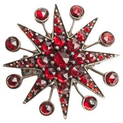 Victorian Garnet Starburst Brooch 8