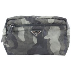 Vintage Prada Black Camo Tessuto Cosmetic Pouch Second Bag 684pr621