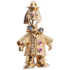Charming Clown Brooch with Gemstone Accents 12