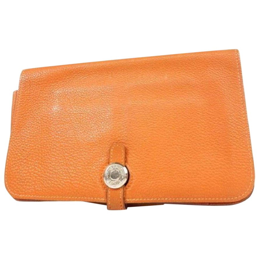 Hermès Orange Togo Leather Dogon Wallet 232857