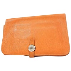 Vintage Hermès Orange Togo Leather Dogon Wallet 232857
