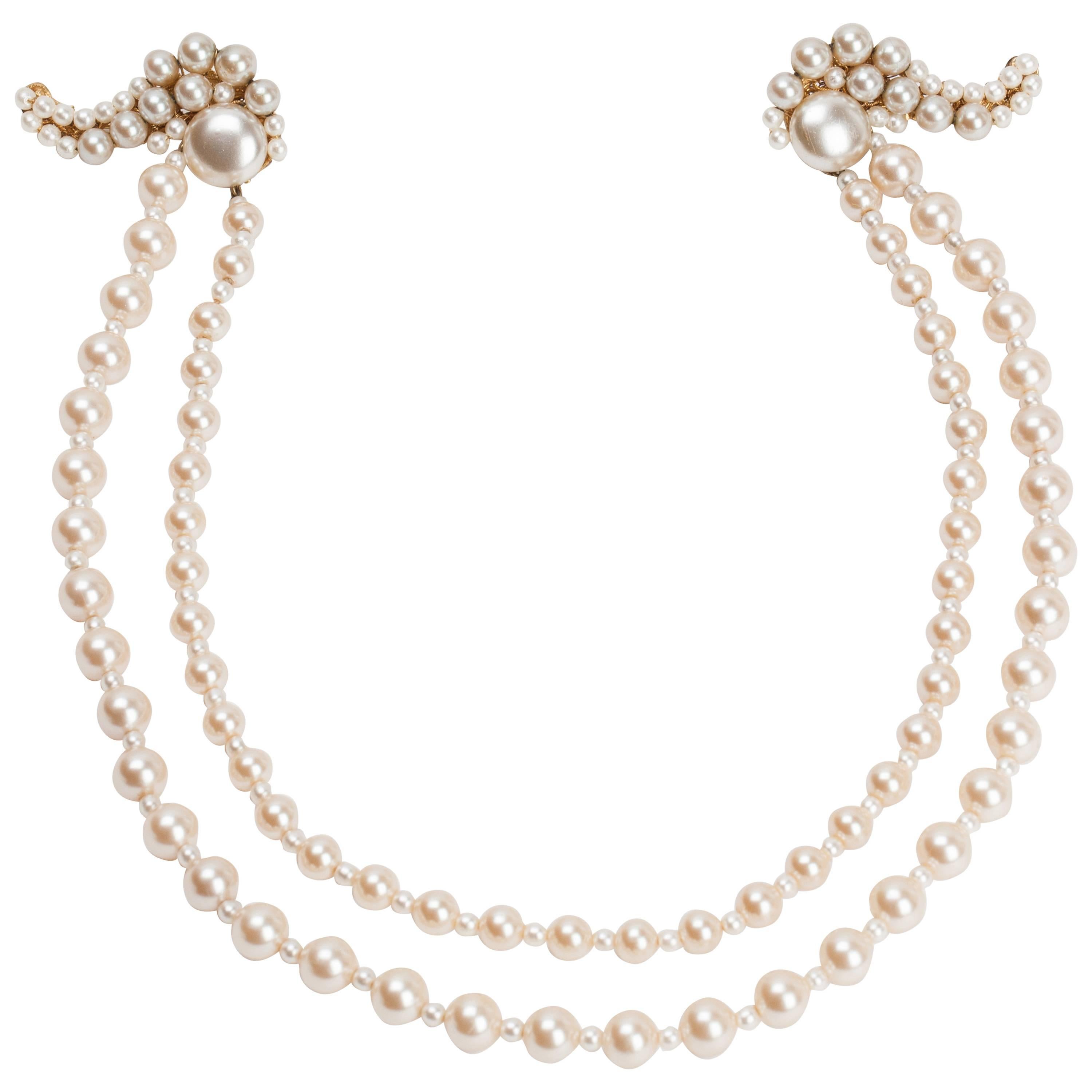 Miriam Haskell Pearl Swag Double Brooch