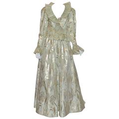 Oscar de la Renta Lame Vintage Taffeta Skirt Suit Ensemble 11