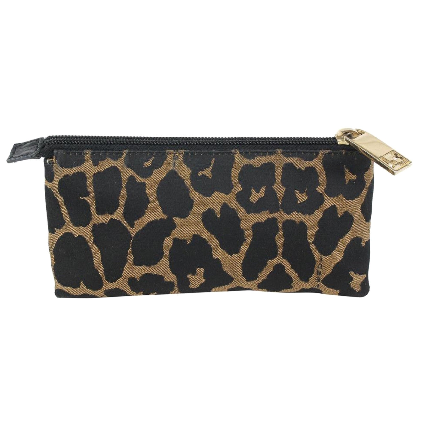 Fendi Brown x Black Leopard Cheetah Cosmetic Pouch 914ff45 For Sale