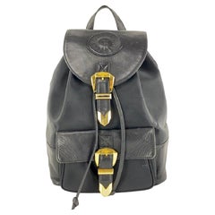 Used Versace Black Leather Sun Backpack 861079