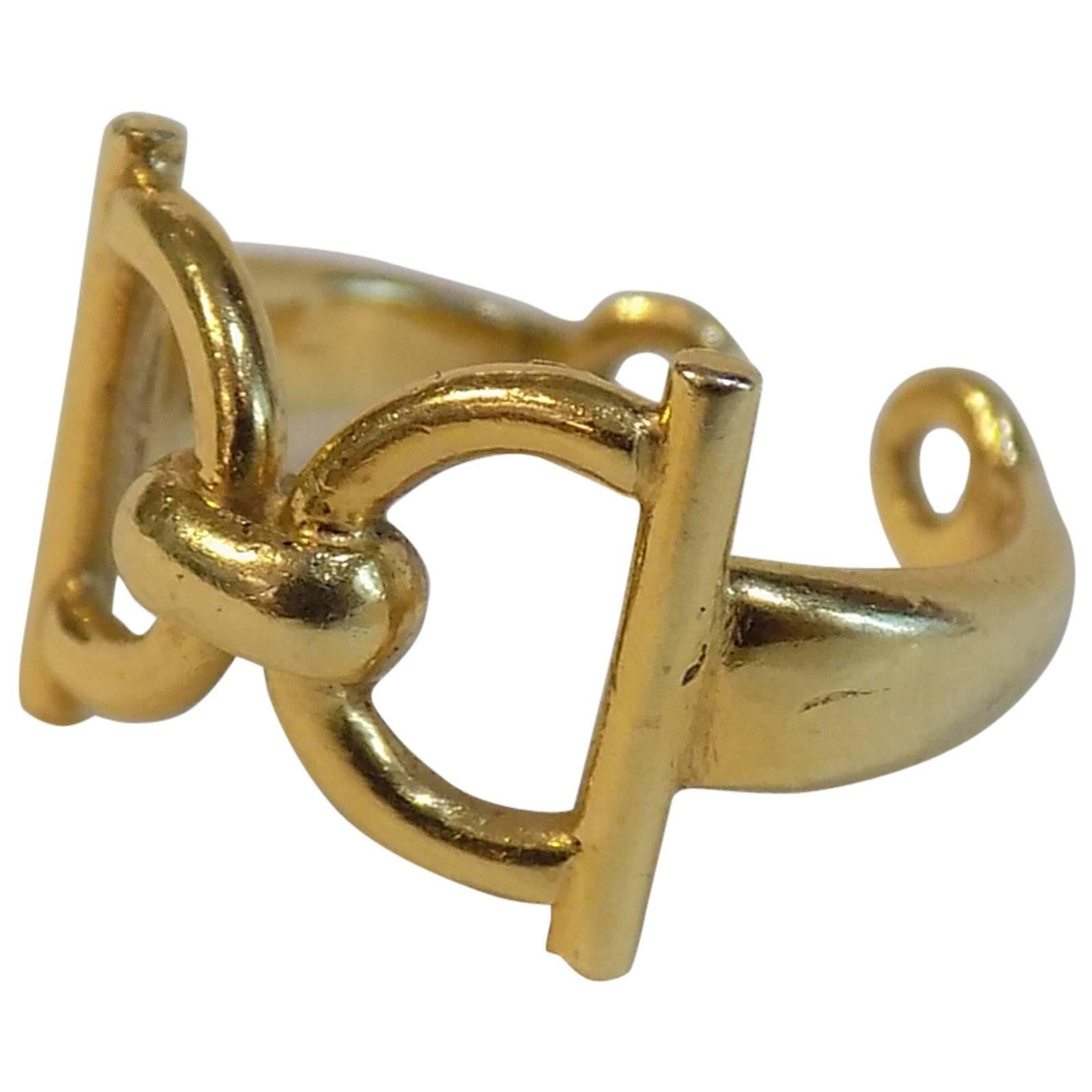 Vintage Gucci Horsebit Gold Open Ring For Sale