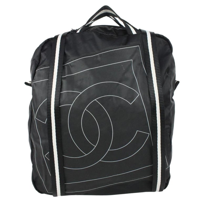 Chanel Black CC Logo Sports Lin Backpack Convertible Tote Bag