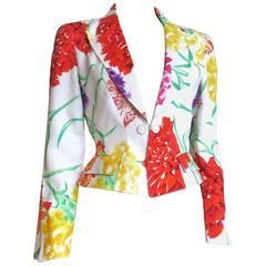 1980's THIERRY MUGLER PARIS Painted floral jacket