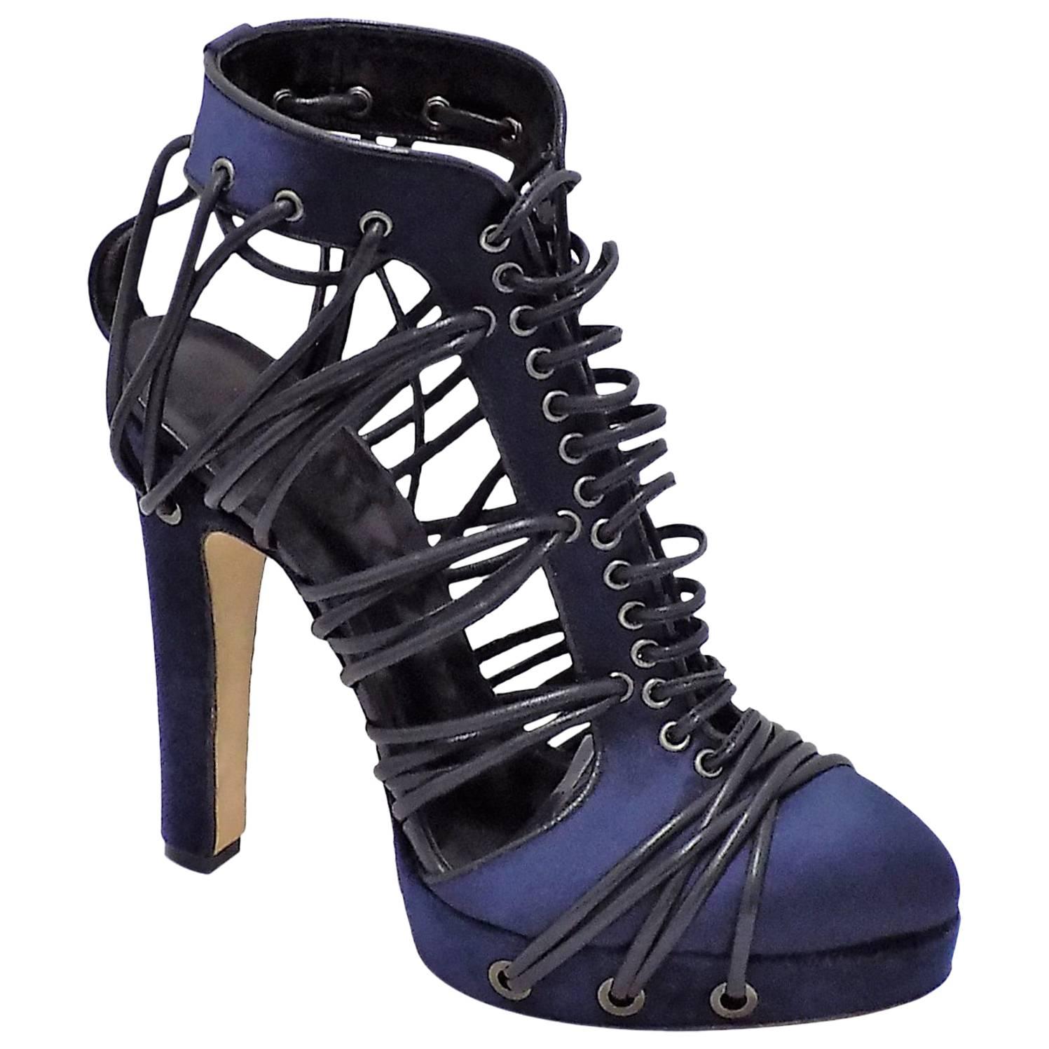 Versace Gladiator Leather Ankle  Strap  Evening Booties sz 40 For Sale