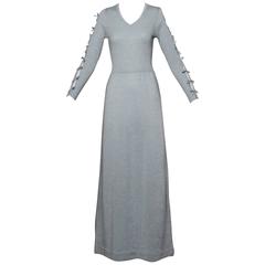 Vintage 1960s Banff Ltd. by Gianni Ferri Italian Wool Metallic Ice Blue Knit Maxi Dress