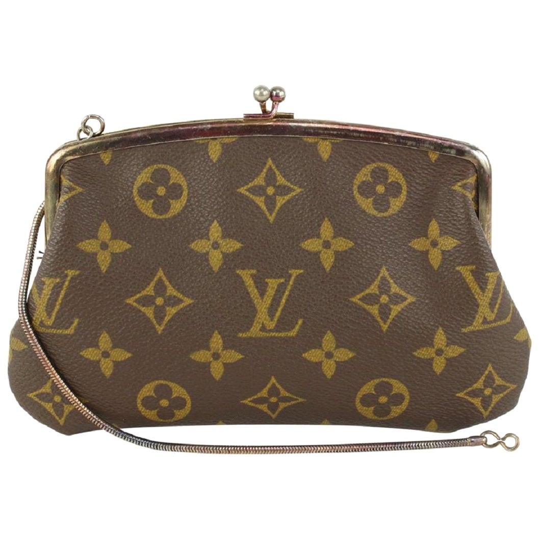 Louis Vuitton Monogram French Twist Purse Kisslock Pouch on Chain 101lv18 For Sale