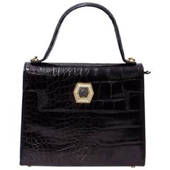 Gianni Versace  Vintage Crock  leather Kelly  Bag  w medusa medalion