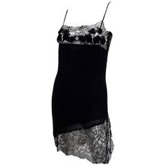 Blumarine sexy black mini slip silk lace  dress