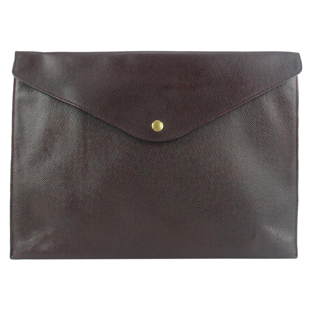 Louis Vuitton Bordeaux Taiga Leather Porte Documents Envelope Clutch 205lvs55 For Sale