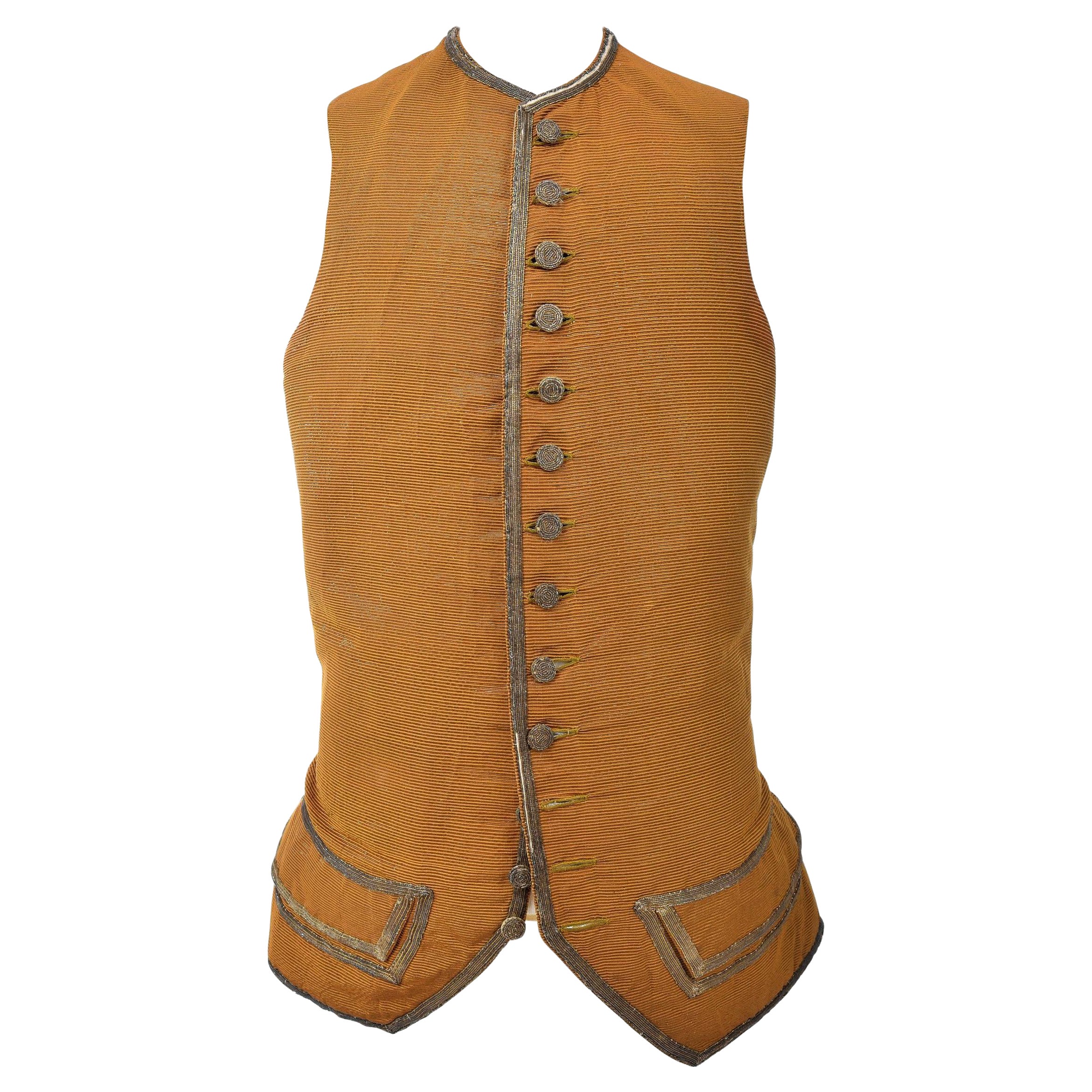 A French Waistcoat in gold Lamé Cannelé Silk - Louis XV period Circa 1760 For Sale