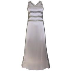 90s VALENTINO grey silk charmeuse crystal beads dress