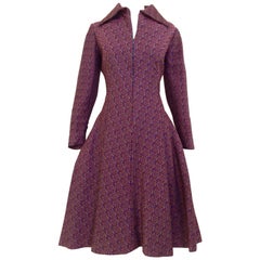 1960s GEOFFREY BEENE Purple and Blue Silk Woven Dress  