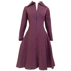1960s GEOFFREY BEENE purple and blue silk woven dress 1