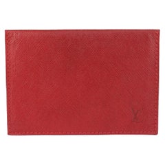 Vintage Louis Vuitton Rare Sharon Stone Amfar Three Red Leather Card Holder 929lv93 
