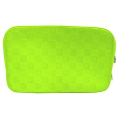 Louis Vuitton Lime Neon Green Damier Infini Toiletry Pouch Cosmetic Case 863022