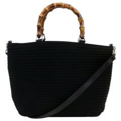 Gucci Quilted Bamboo 2way Tote 871721 Black Canvas Satchel