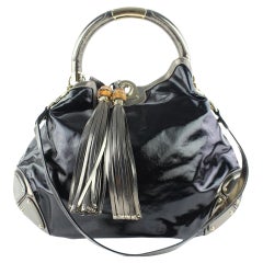Vintage Gucci Indy Hobo Babouska 2way 9gz0918 Black Patent Leather Messenger Bag