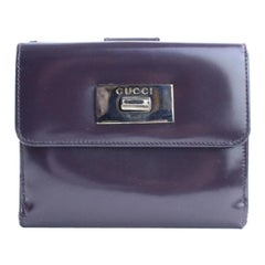 Gucci 24gr0320 Patent Compact Wallet Purple Enamel Clutch