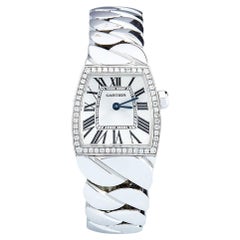 Cartier Montre-bracelet pour femme La Dona De WE60085G en or blanc 18 carats et diamants, 22 mm