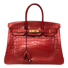 Hermes Rouge H Matte Niloticus Crocodile Borsa Birkin 35 H. H.