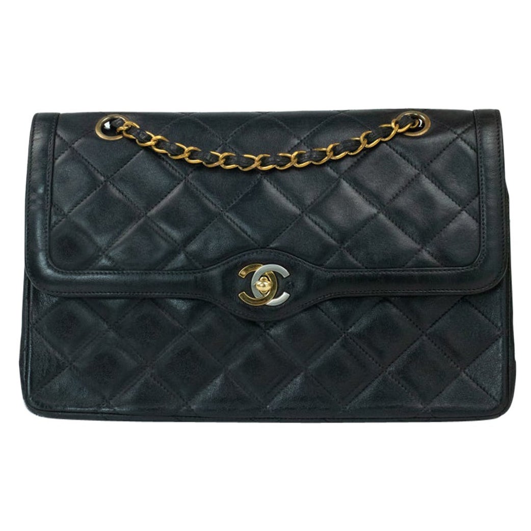 Chanel, Vintage in black leather For Sale