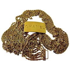 Bold Chanel Large CC Logo Gold Bar + Multi Chain Belt 1996 6