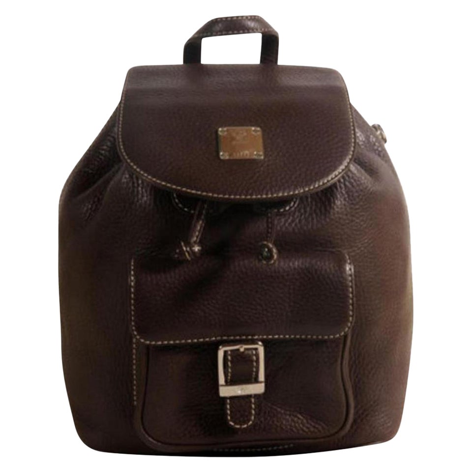 MCM Rare Chocolate 869707 Brown Leather Backpack For Sale