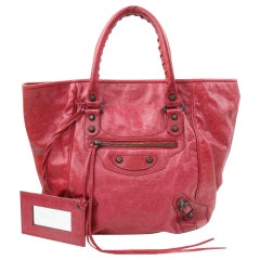 Vintage Balenciaga Sunday Tote 870903 Red Leather Shoulder Bag