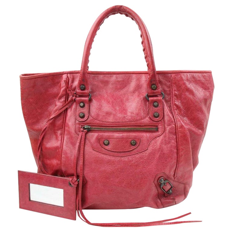 Balenciaga Sunday Tote 870903 Red Leather Shoulder Bag at 1stDibs