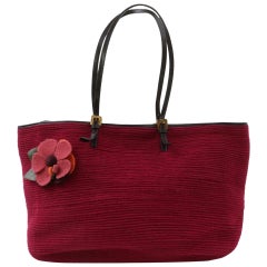 Fendi Bordeaux Flower Forever Roll Shopper 870908 Burgundy Wool Tote