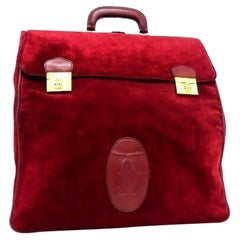Vintage Cartier Attache Or Carry-on 239791 Bordeaux Suede × Leather Satchel