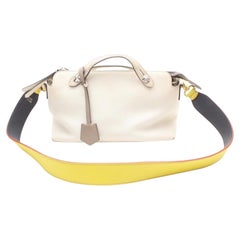 Vintage Fendi By The Way 2way Boston 869382 White Leather Shoulder Bag