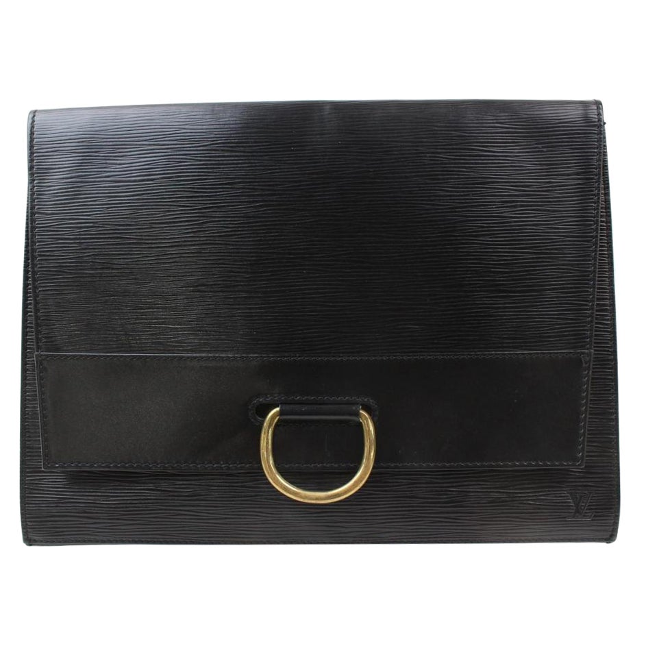 Louis Vuitton Pochette Noir Lena Ring Fold 869006 Black Leather Clutch