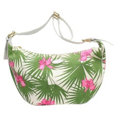 Vintage Céline Hobo Floral Palm Tree 869205 Green Canvas Shoulder Bag