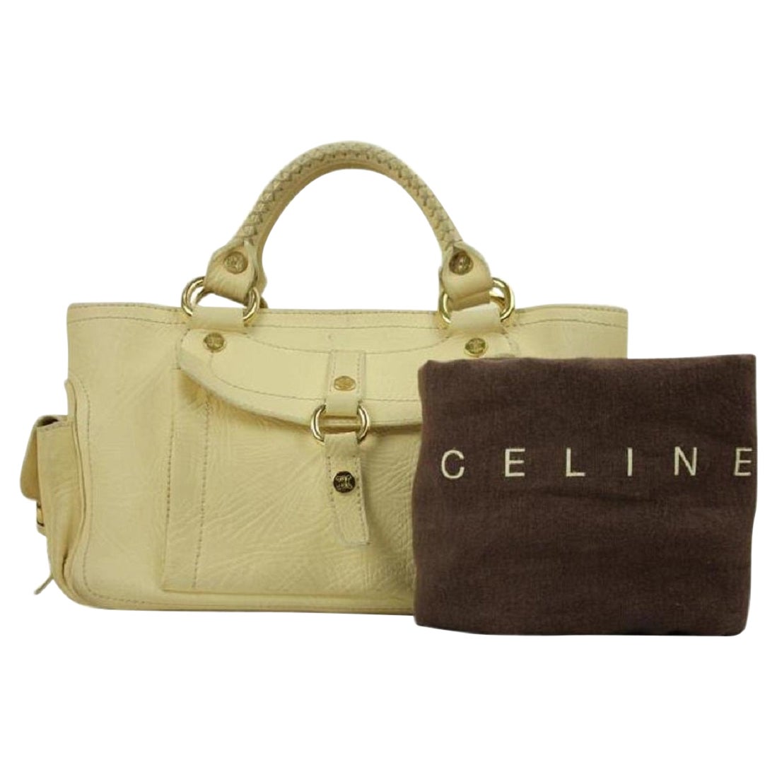 Céline Boogie Ivory Ce02 Cream Leather Satchel For Sale