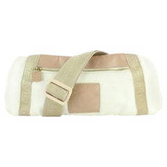 Vintage Chanel Belt Waist Pouch Fanny Pack 16cz1130 Beige Canvas Cross Body Bag