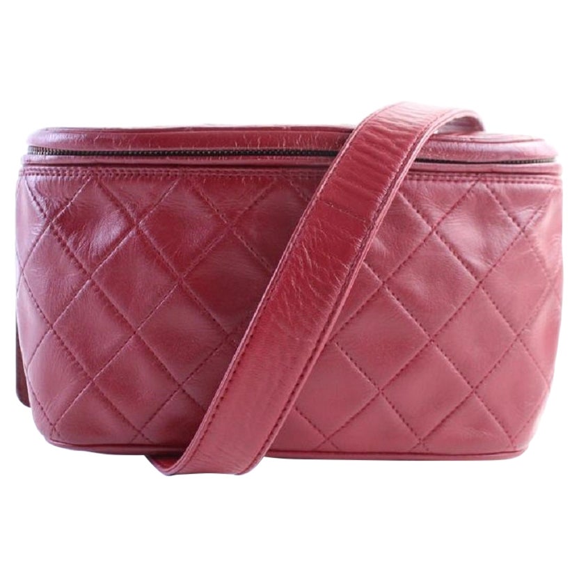 Chanel Fanny Pack Waist Pouch 1cr0703 Red Quilted Leather