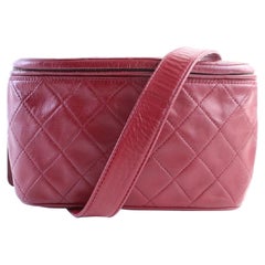 Chanel Fanny Pack Waist Pouch 1cr0703 Red Quilted Leather Cross Body Bag