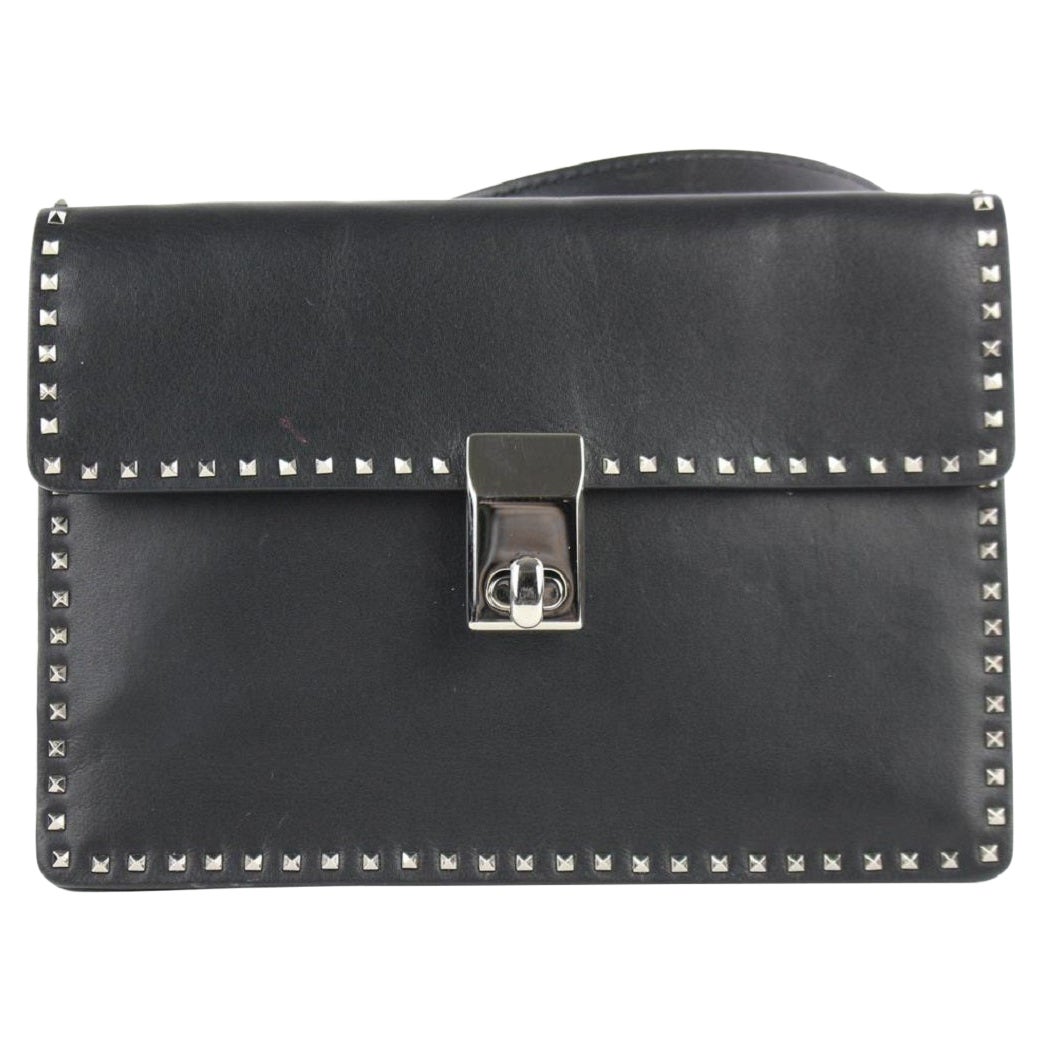 Valentino Small Rockstud 12me0102 Black Calfskin Leather Cross Body Bag For Sale