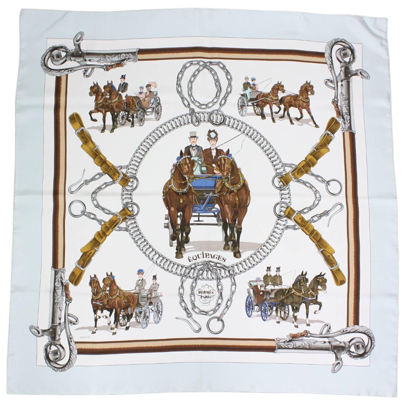 Hermes Equipage Silk Twill Scarf
