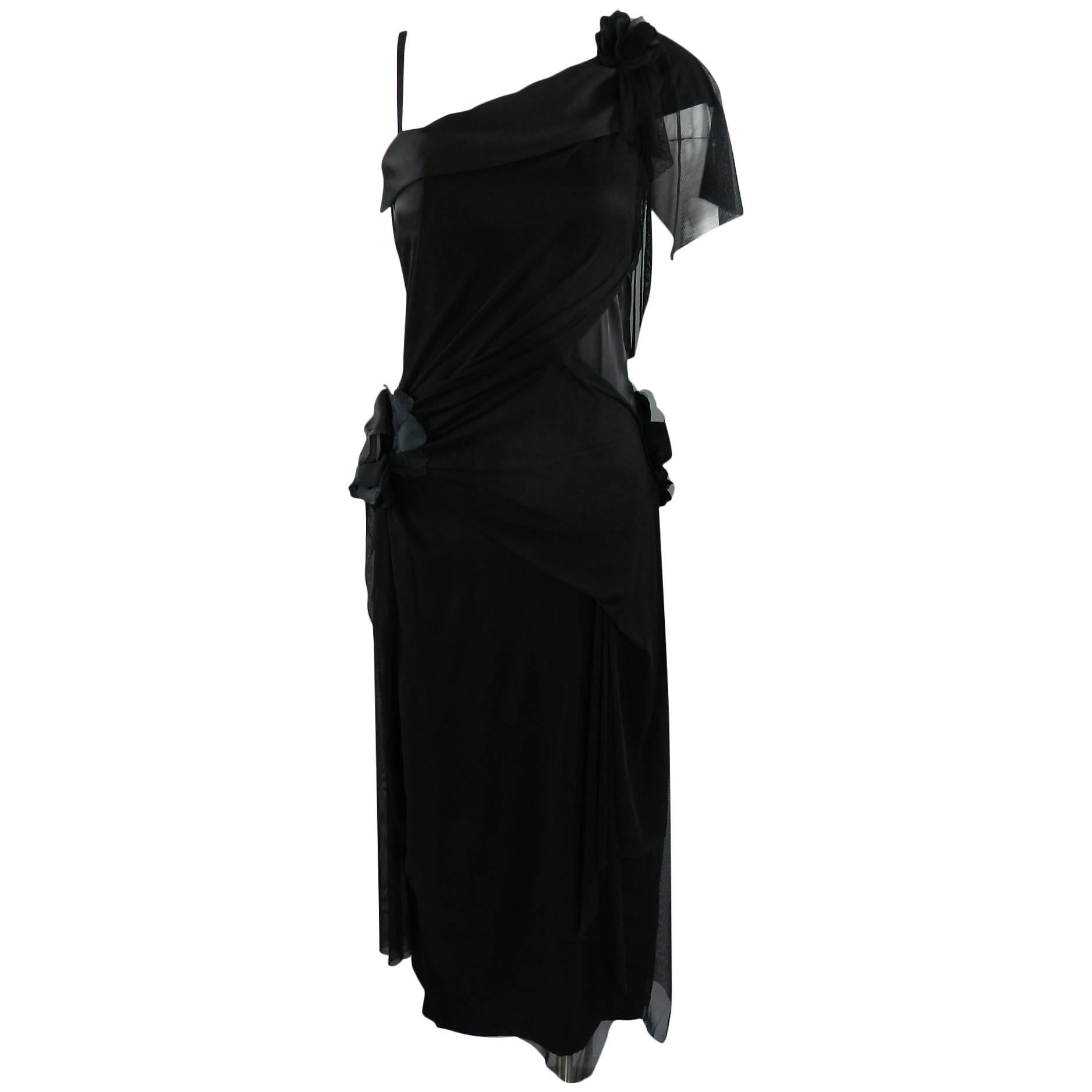 Issey Miyake Black Silk and Mesh 1920's Style Dress