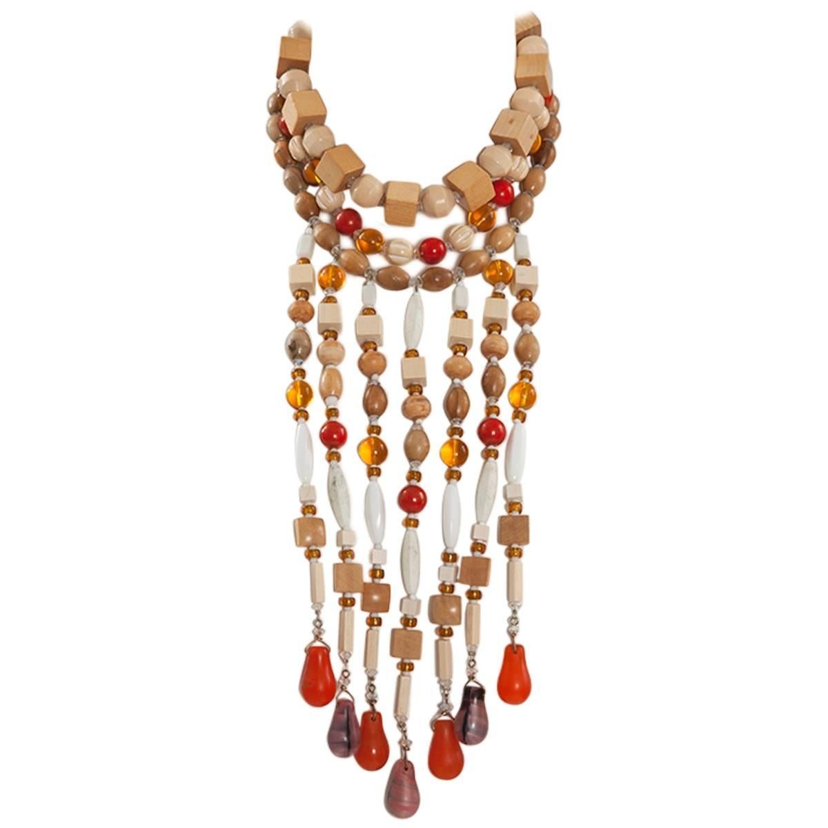 Yves Saint Laurent African Inspired Multi-Strand Necklace 