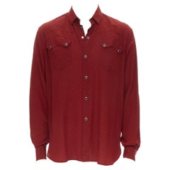 new SAINT LAURENT 2018 100% silk red black print western casual shirt EU40 L