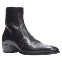 new SAINT LAURENT Wyatt 40 Zip  Metal Crack Heavy black Chelsea boot EU44